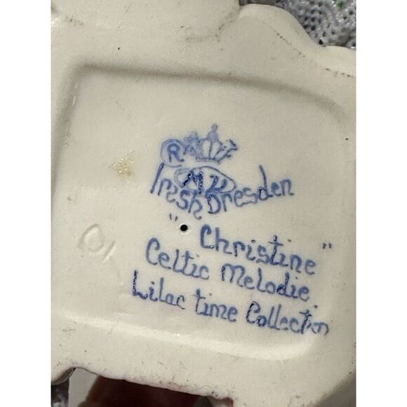 Irish Dresden  "Christine" Playing Harp Celtic Melodie Emerald Collection 3 5/8” - Picture 13 of 14